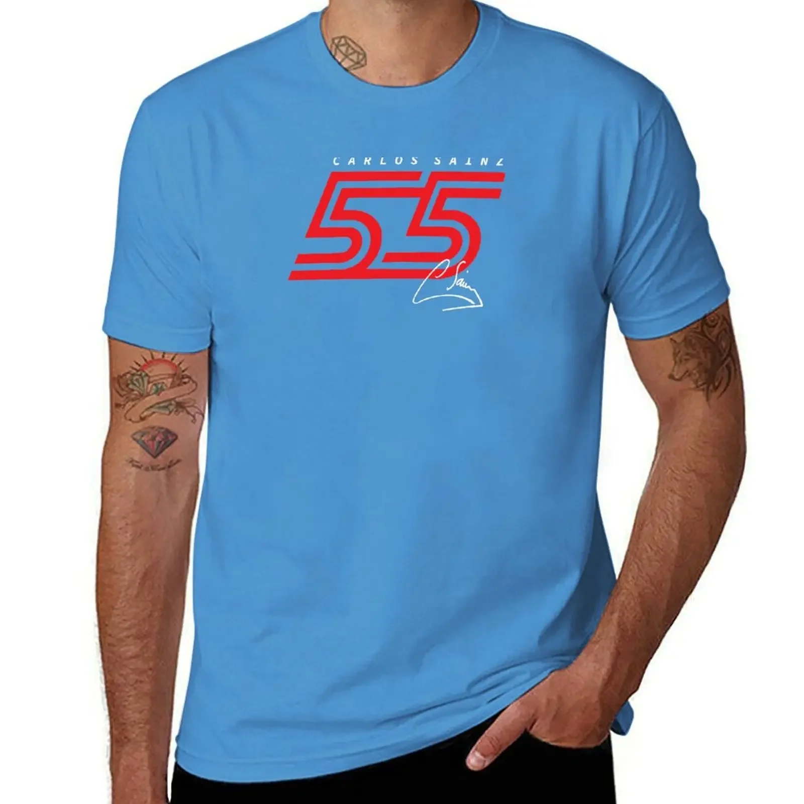 vintage clothes plain blacks t shirt men Carlos Sainz 55 T-Shirt harajuku graphic t shirts streetwear men clothing
