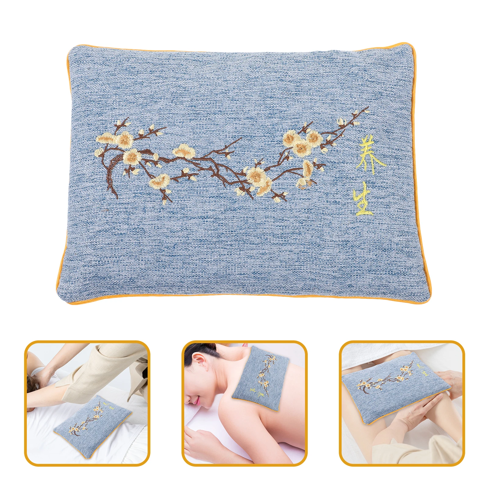 Hot Reusable Microwave Heating Pad Shoulder Neck Wrap Sea Salt Therapy Pack Muscle Pain Relief Cotton Linen Blue Massage