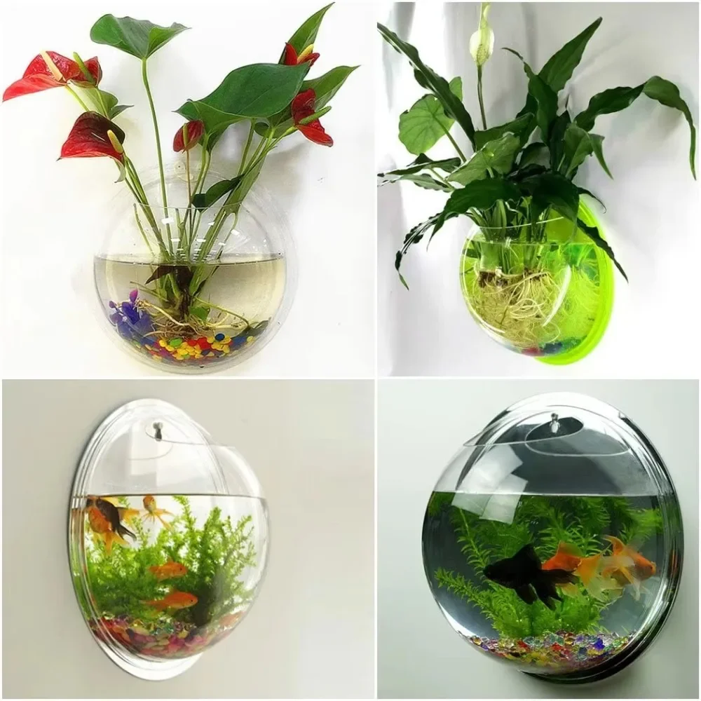 Clear Acrylic Vase Flower Plant Pot,Wall Hanging Fish Bowl,Aquarium for Fish,Fish Tanks Home Decor,Goldfish Bowl,Flower Pot