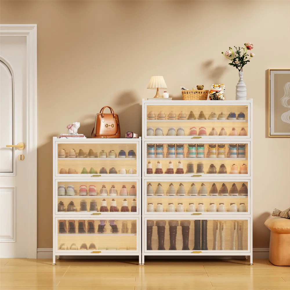 

Современный прочный стальной шкаф для обуви с защитой от пыли, складной, с откидной дверцей, для гостиной, спальни, прихожей