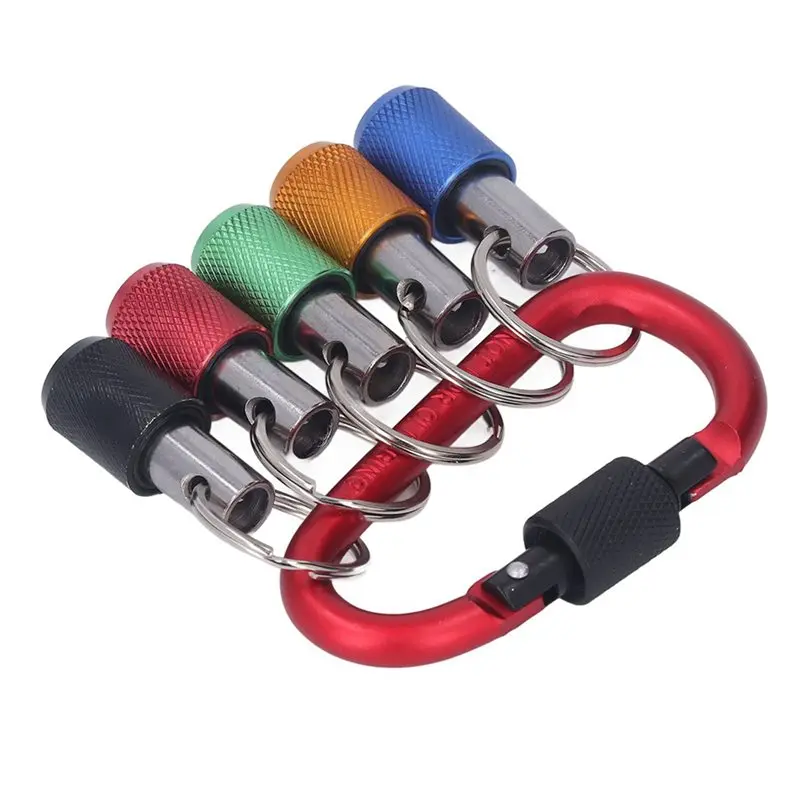 A02M-4 Set 1/4 Bit Holder, Oxidation Resistant Good Compatibility Magnetic Socket Holder Metal Carabiner Portable Plating Red