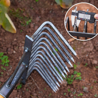 High Carbon Steel Nail Rake Multifunctional 4/7/9/12 Teeth Garden Rake Labour-Saving Gardening Weeding Rake Agricultural Tools