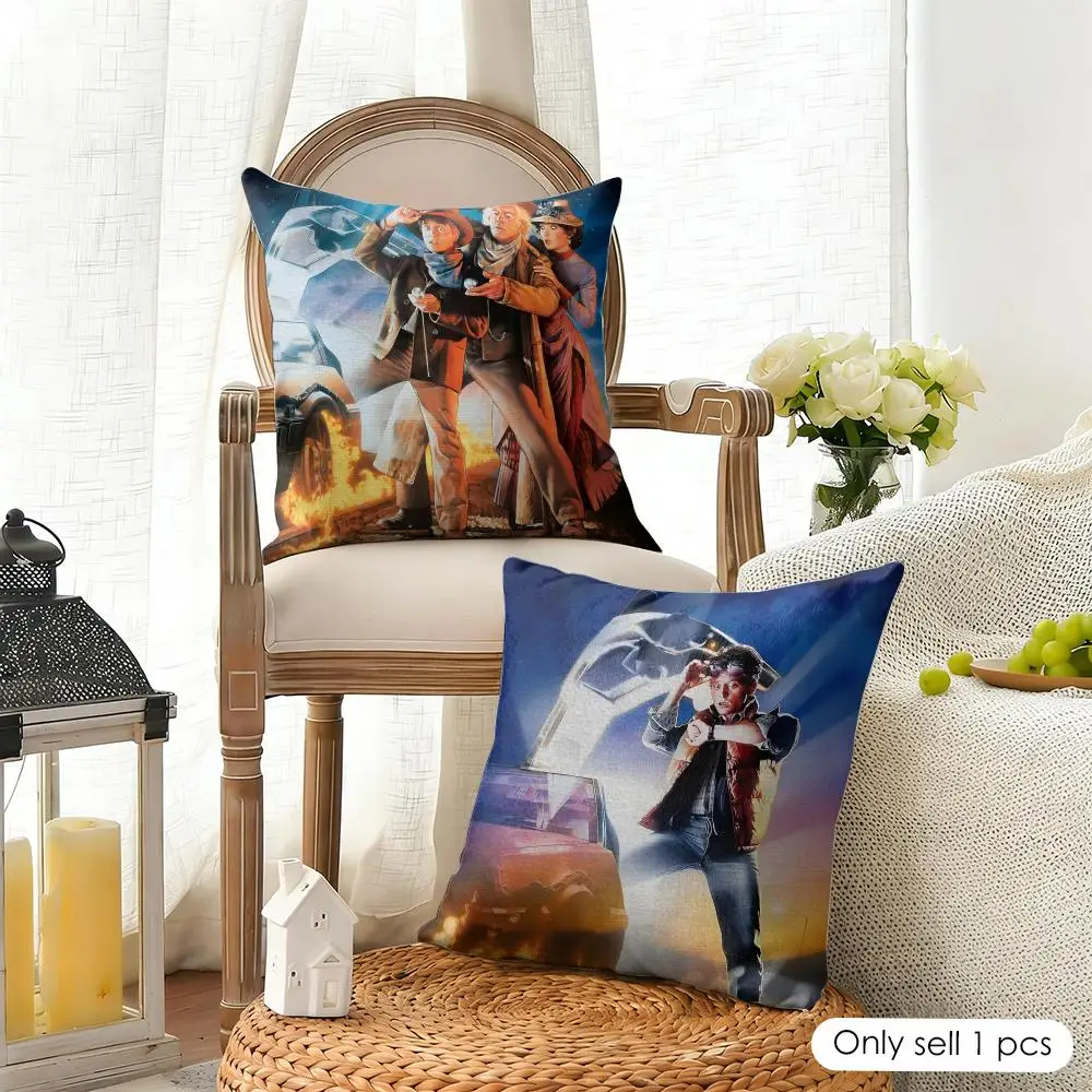 Movie B-Back To The Future Cushion Cover Organic Linen Square Pillow Case Durable Non-Allergenic And Kind To Skin