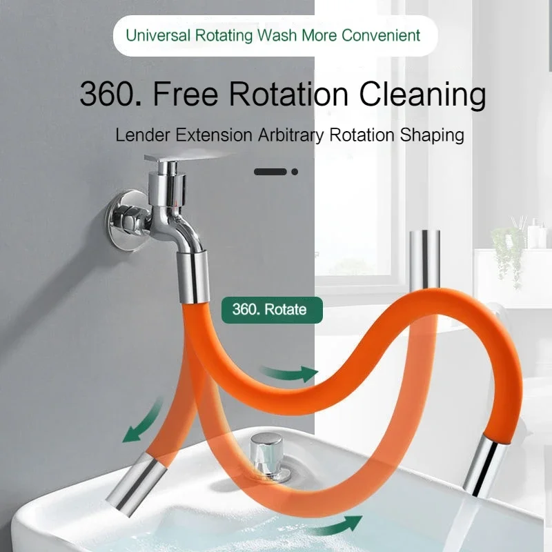 Universal Universal Hose Extension Water Pipe Household Extension Extender Faucet Anti-splash Water Bubbler Can Bent and Shaped