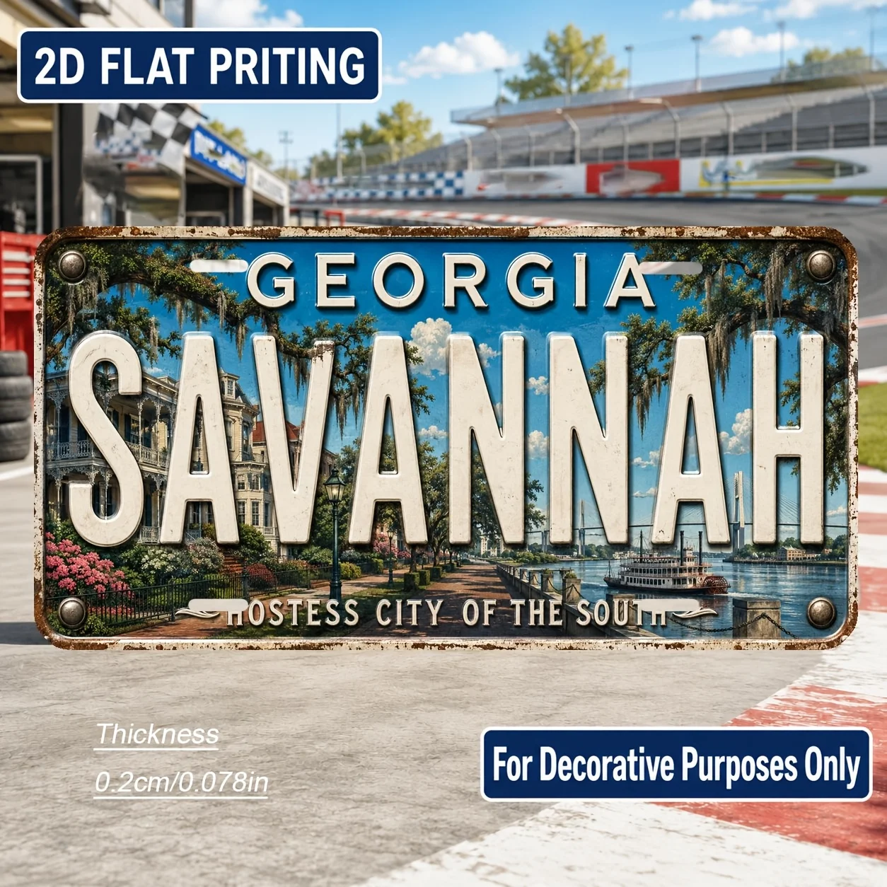 2D Flat - 【2D Flat】 2D Flat - [2D Flat] 2D Flat Printing, 1pc, Georgia State Theme Vintage Sign, Home Decor, Birthday Gift, R