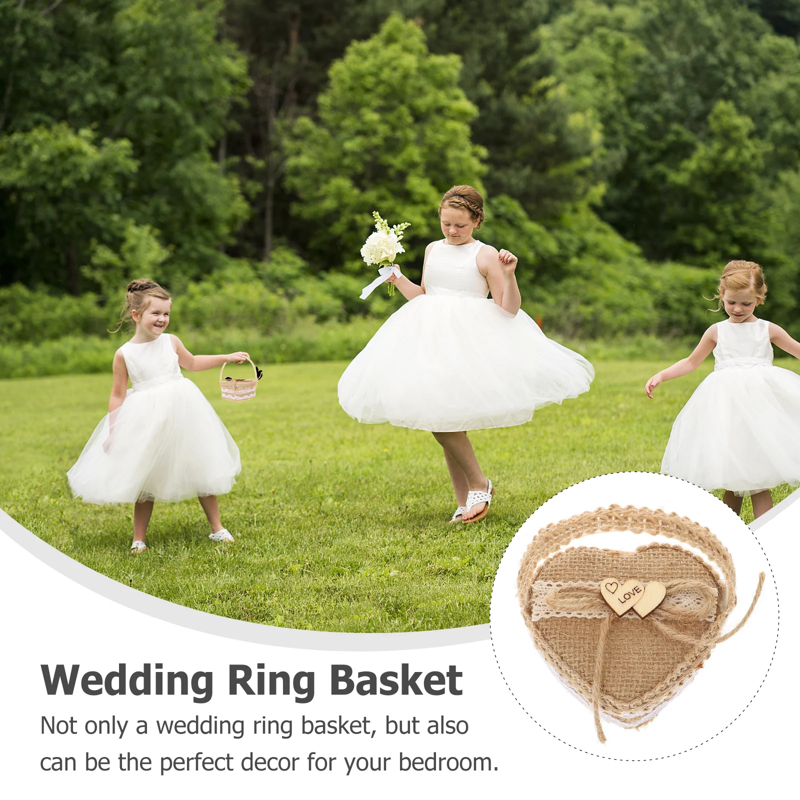 

1Pcs Heart-Shaped Ring Box Elegant Wedding Ring Basket Woven Design for Proposal Surprise Protection Bedroom Decor
