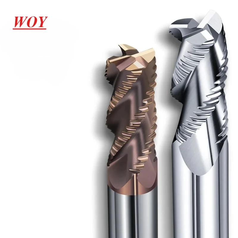 

WOY Roughing End Mill HRC55 Solid Carbide 3 Flutes 4 Teeth for Steel Iron Aluminum MDF Fiberglass Acrylic Wood Copper Plastic