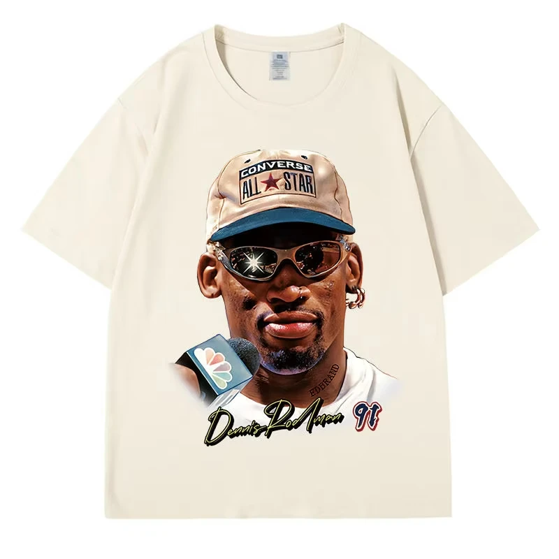 Rodman Short-sleeved T-shirt Men's Trendy Brand American Street Hip-hop High Street Half-sleeved Basketball Sports Blockbuster T