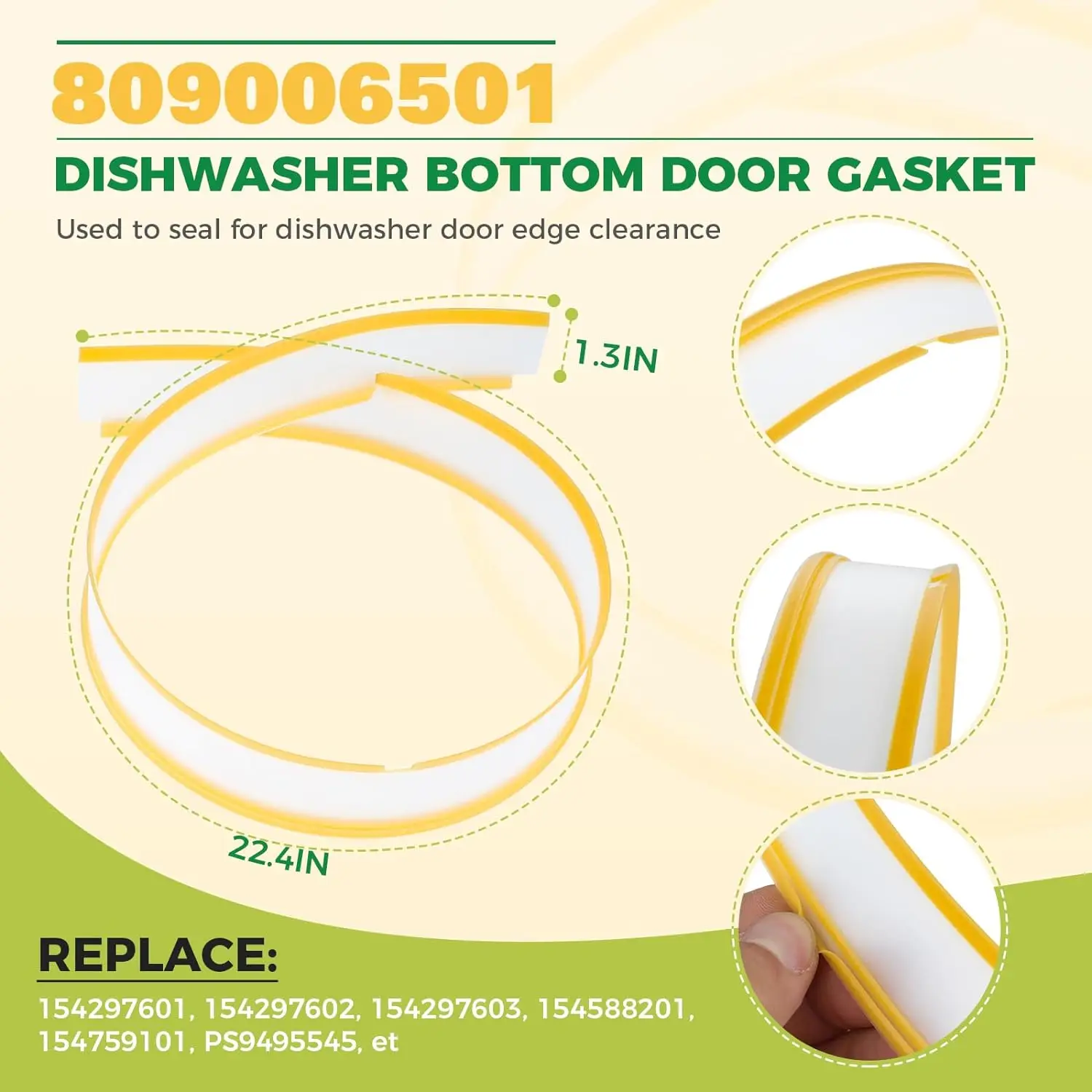 154827601 Dishwasher Door Seal 809006501 Lower Seal 154701001 Splash Shield Kit Fit for Frigidaire Kenmore Replace AP5809675