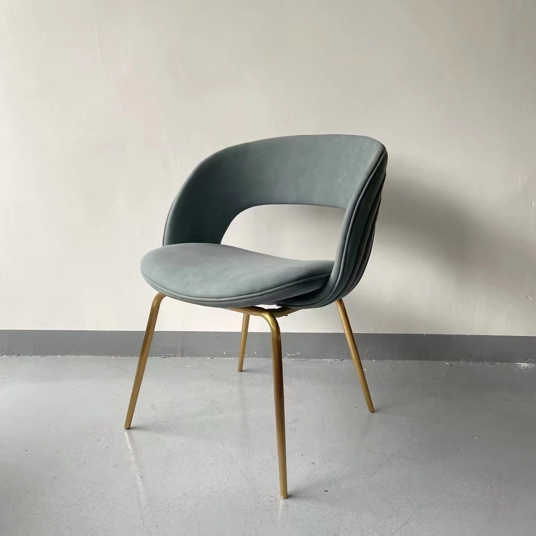 

z Nubuck Fabric Microfiber Leather Stainless Steel Leg Luxury Dining Chair Golden Metal Legs Velvet Dining Chair Modern