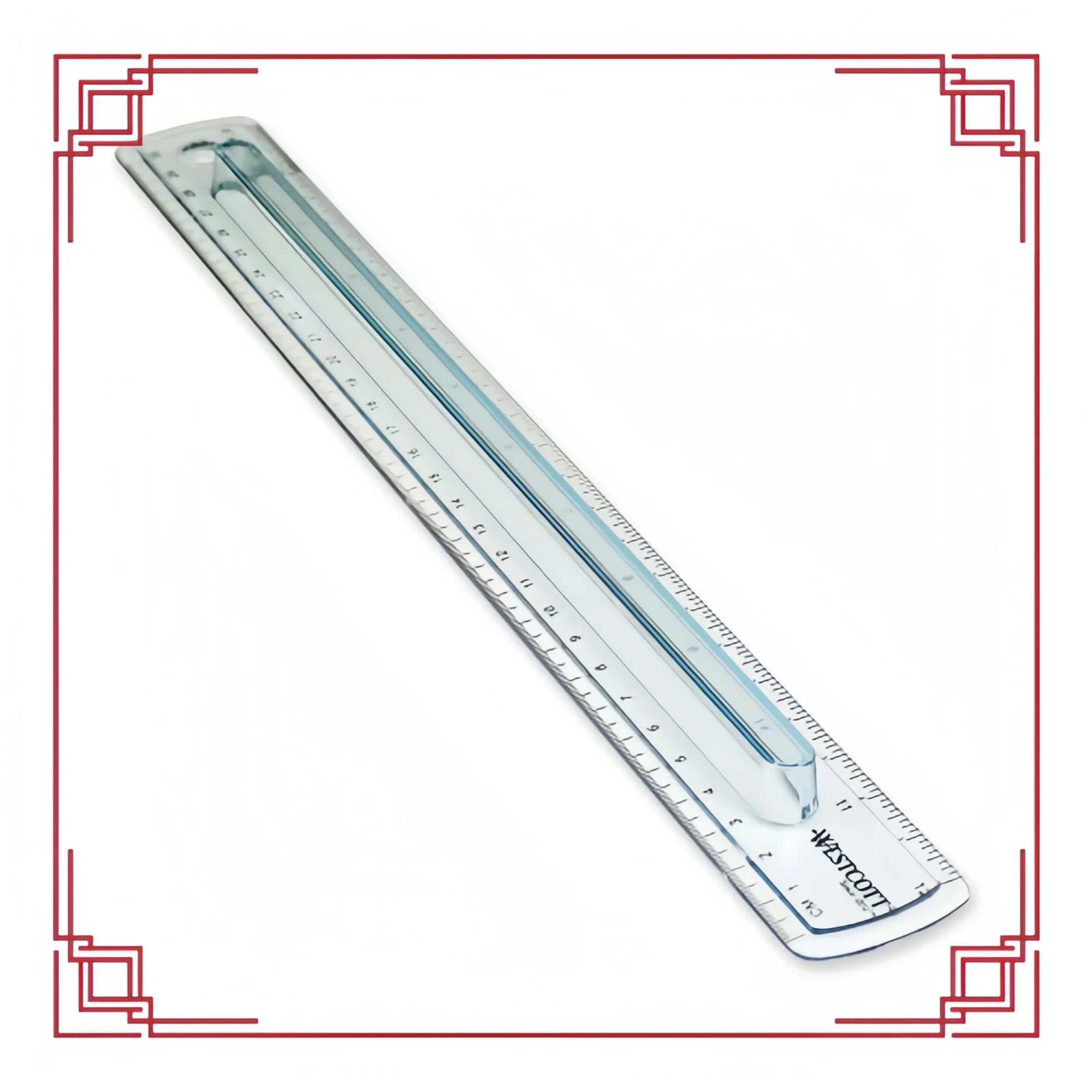 Penggaris Abu-abu Asap 12 Inci - Penggaris Plastik dengan Pegangan Jari untuk Sekolah dan Kantor