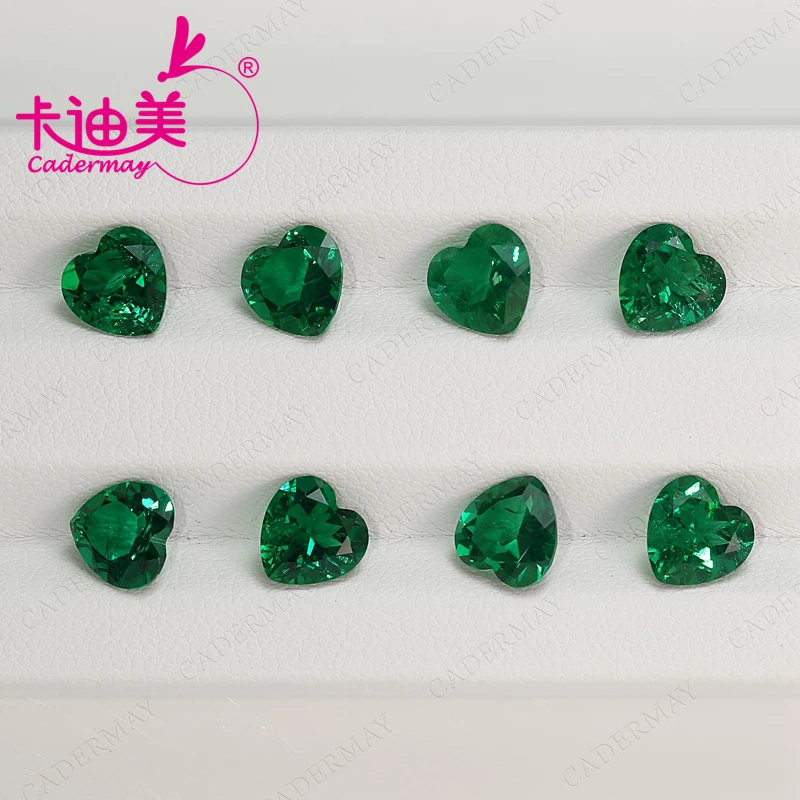 

CADERMAY Hydrothermal Colombia Muzo Green Emerald With Inclusions Gemstone Heart Shape For Jewelry Making