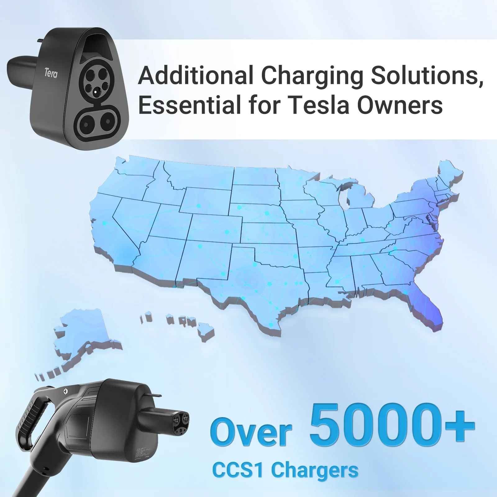 CCS1 to Teslas  Adapter Only for Teslas  Cars Max 250 kW 500V dc to dc ev charger 100KW Tera smart ev charger Accessories Black