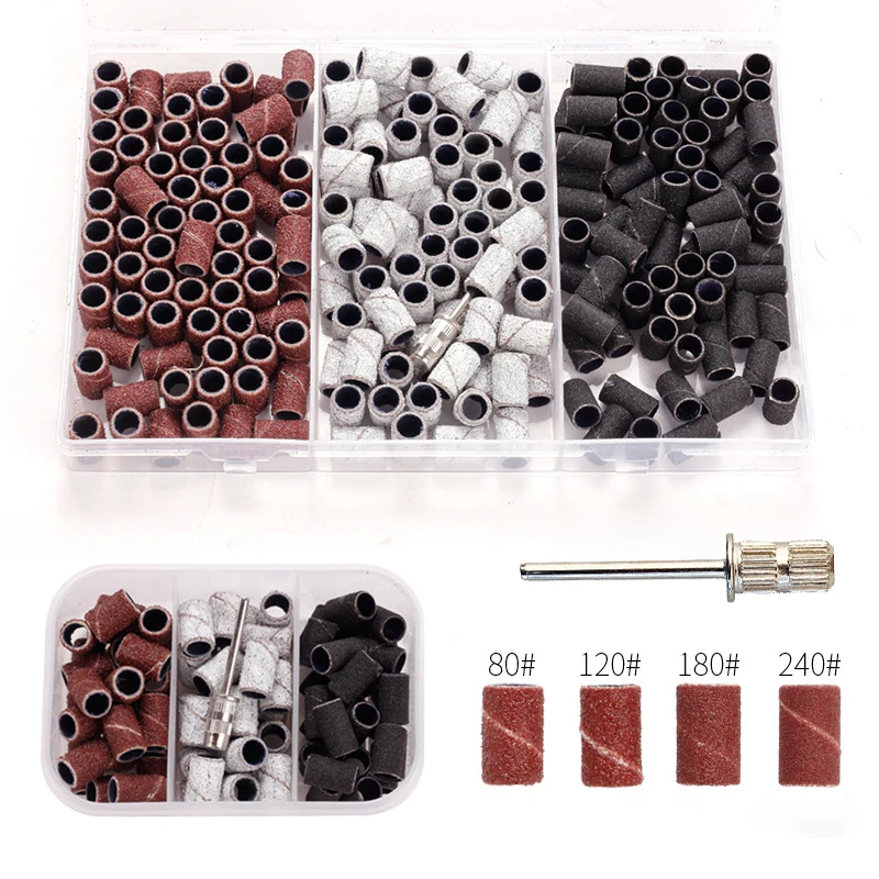 Nail Sanding Ring Bands 80/120/180/240 Grit Electric Manicure Drill Grinding Heads UV Gel Polish Removal Pedicure Abrasive Tools