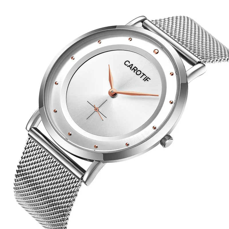 นาฬิกาควอทซ์แบบบางพิเศษนาฬิกาลำลองสำหรับนักธุรกิจศึกษากันน้ำได้แบบตาข่าย