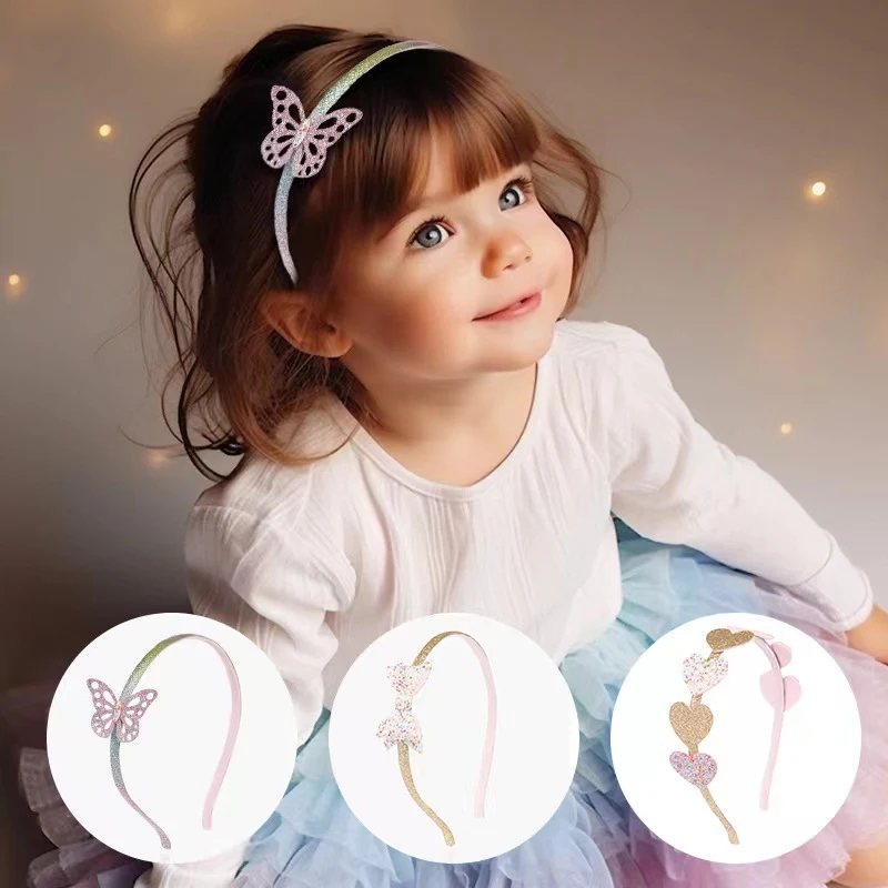 Cute Sequin Bow Baby Headband Sweet Butterfly Heart Girls Hair Hoops Lovely Children Hairbands Kids Hair Accessories