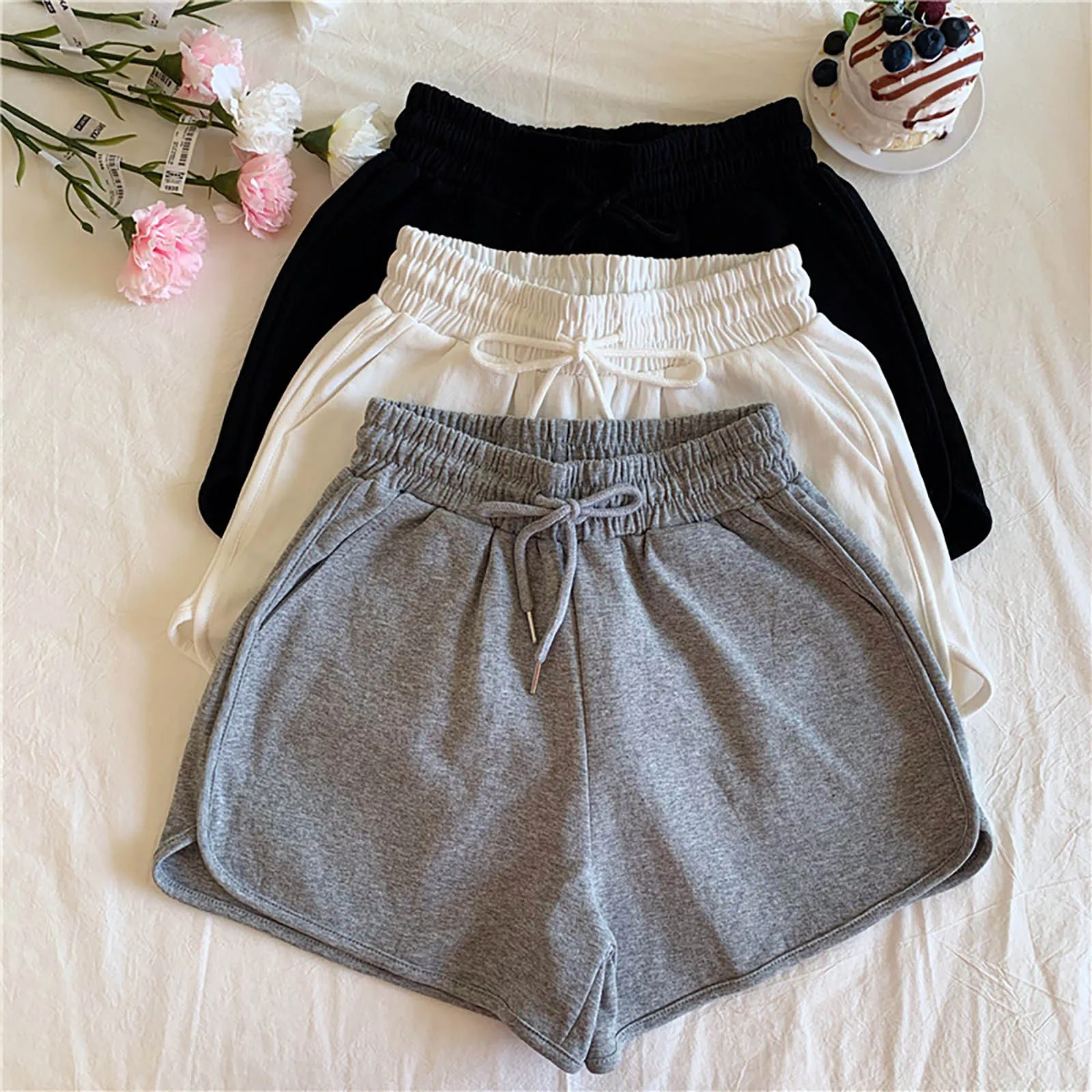 Fashion Stretch Waist Casual Shorts Woman High Waist Black White Shorts Harajuku Beach 2024 Sexy Short Women's Clothing