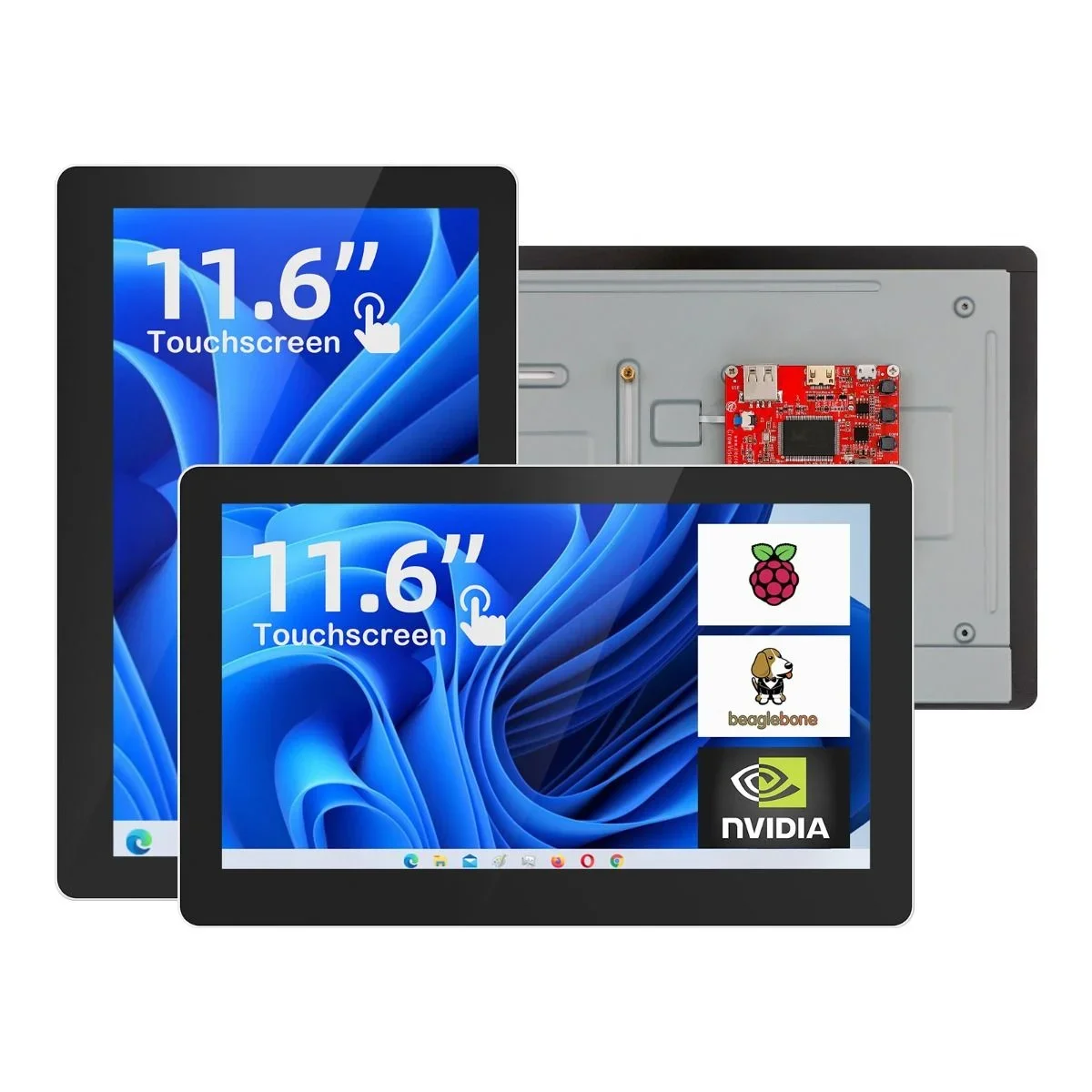 Hot Sale CrowVision 11.6inch 1366x768 IPS Capacitive Touch Screen for Raspberry Pi 4/5