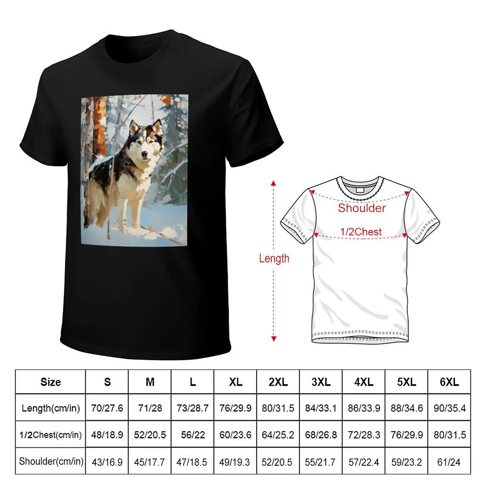 Siberian Husky - Western Winter Snow and Trees T-shirt heavyweights cute clothes men clothings