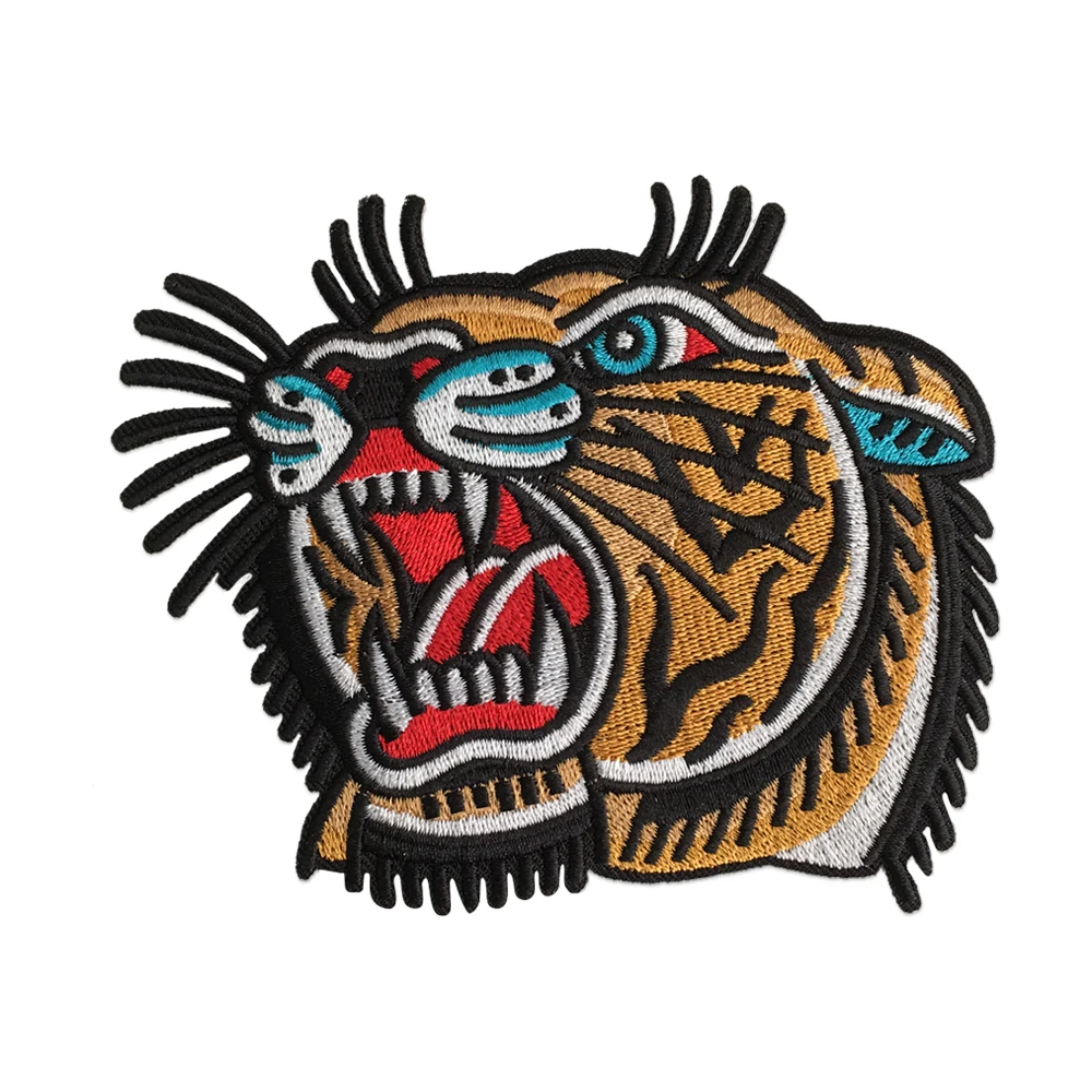 Bengal Tiger Embroidery Patches for Clothing Iron on Chinese Mascot Classic Design Ethnic Style Animal Art Badges Embroidered