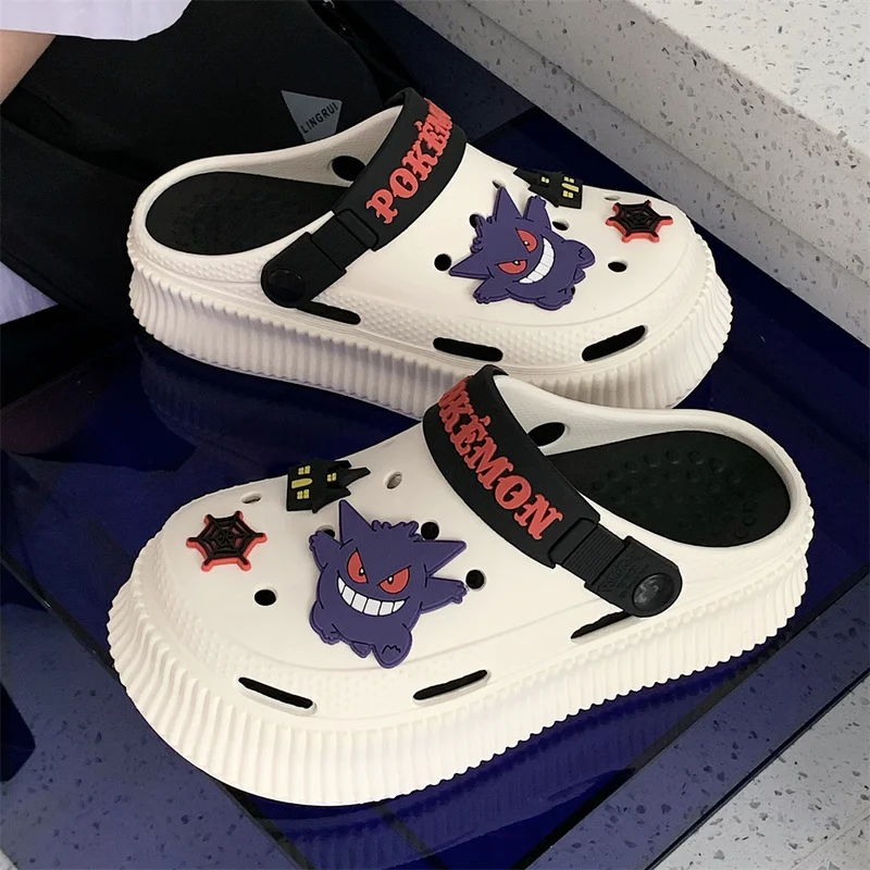 Anime PokéMon Gengar Hole Shoes Women Wear Thick-Soled Ins Trend Personality Celebrity Sandals Slippers In Summer Girl Gift