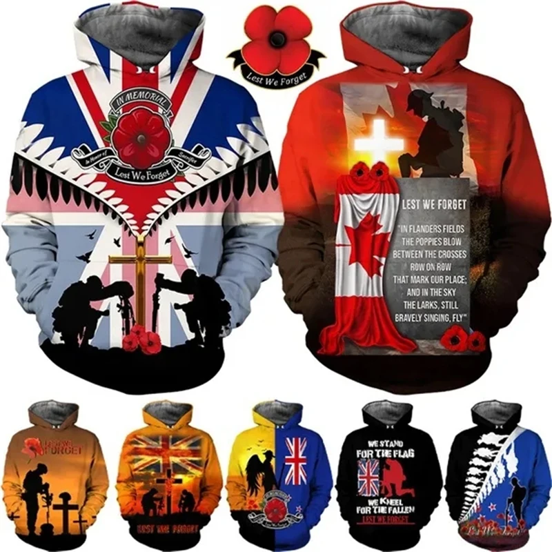 Fashion Anzac Day Lest We Forget Kiwi And Australia Soldier Sinless 3d Print Hoodie Casual Tops Comfortable Hoody 5xl Sweatshirt