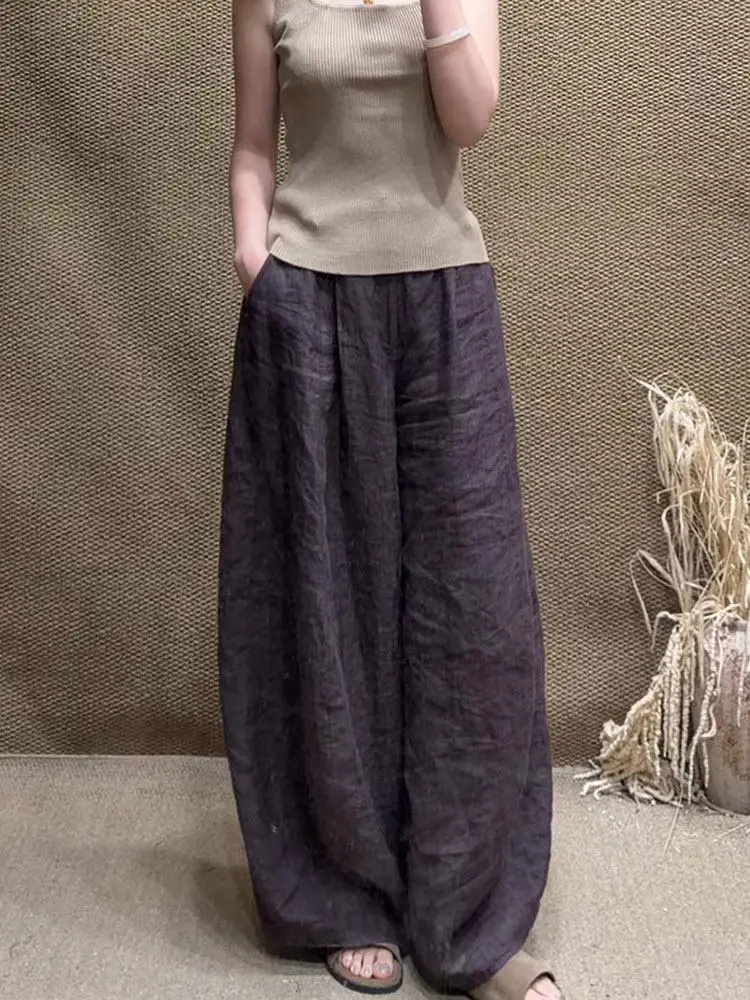 Summer Thin Drapey Wide Leg Pants Women's High Waist Loose Hanging Slimming Casual Long Trousers Versatile Comfortable Korean...