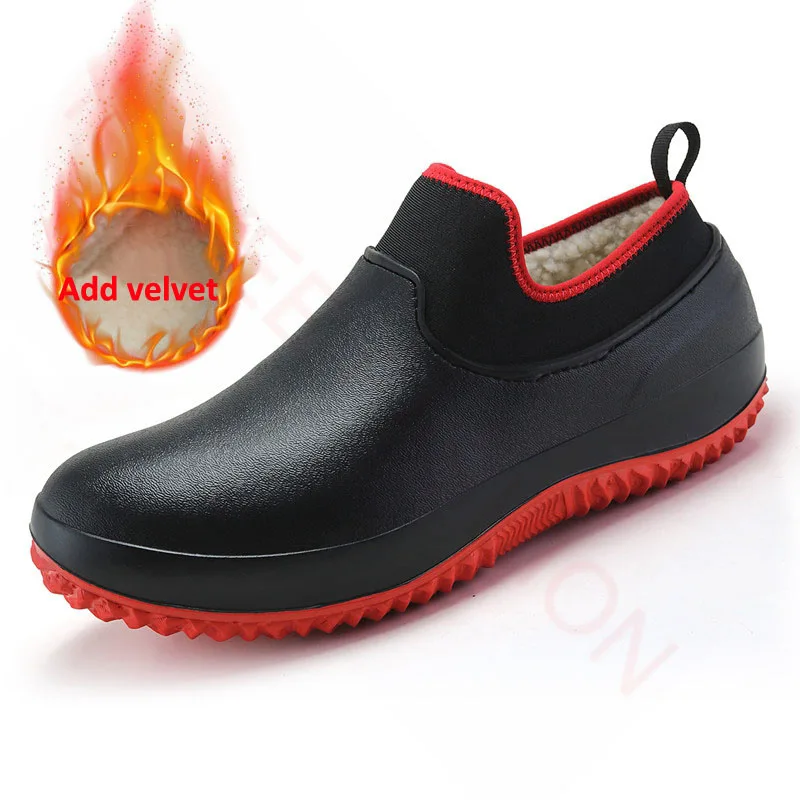 kitchen work shoes for Men Rain Boots Waterproof Shoes Flat Clogs Garden Shoes Kitchen Shoes kitchen chef boots zapatos size 49