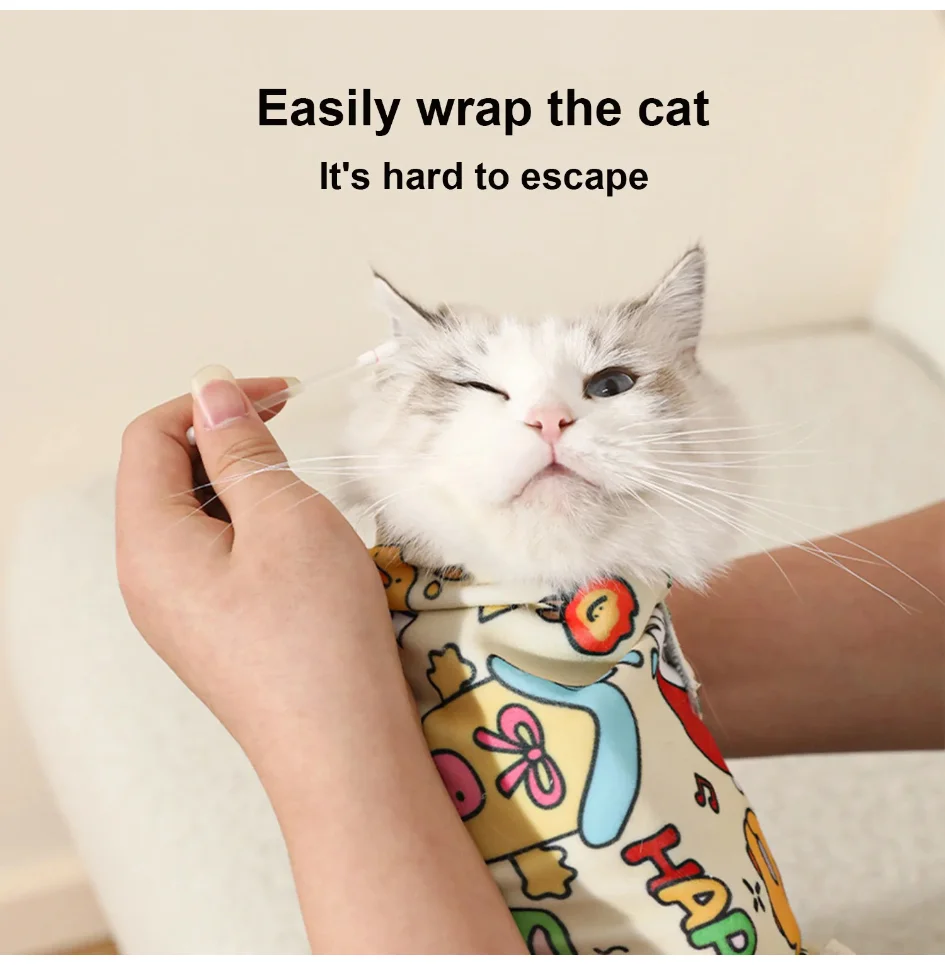 Cat Grooming Wrap Self-Adherent Cat Swaddle Burrito Wrap Anti-Bite Anti-Scratch Anti-Escape for Medicine Nail Clipping Pet Tool