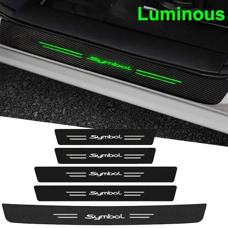 Luminous Car Door Threshold Film for Renault Symbol Logo Entry Pedal Interiors Sill Kick Plate Waterproofing Accessories