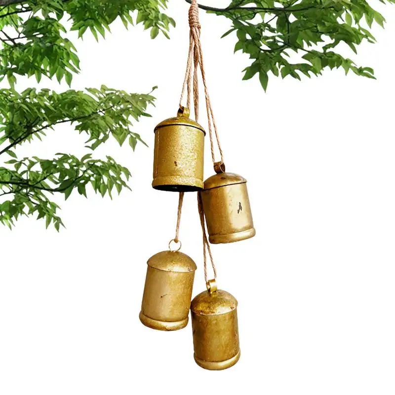 Rustic Cow Bells Handmade Vintage Harmony Bells With Jute Rope Rustic Festival Handmade Rustic Wreath Ornament Bells For Home