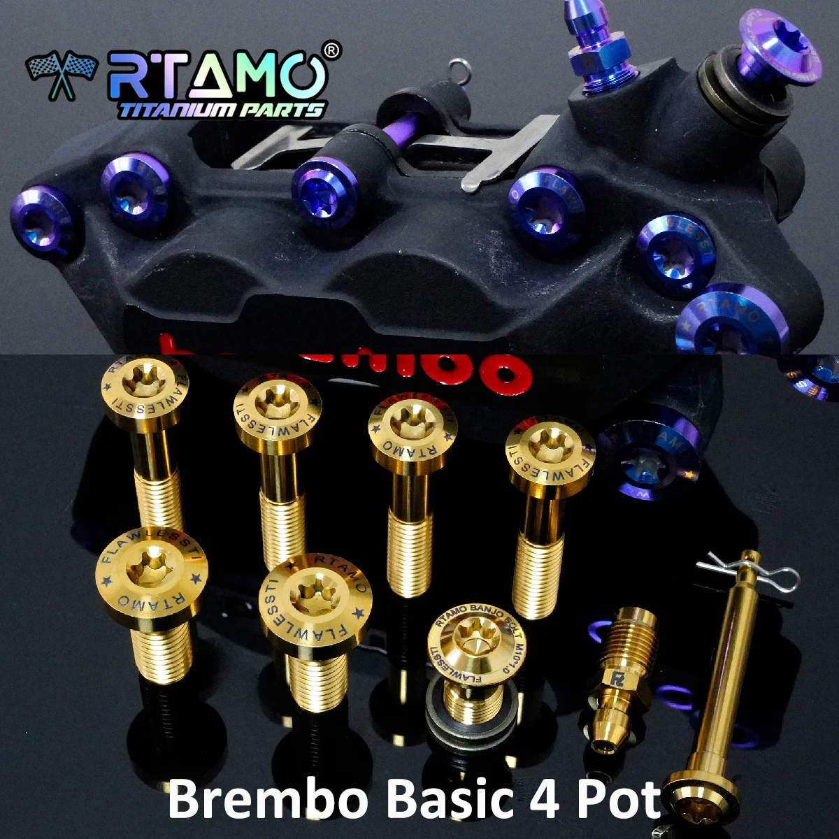 Titanium Caliper Bolts Screws M8 M10 for Brembo Basic 4 Pot Calipers