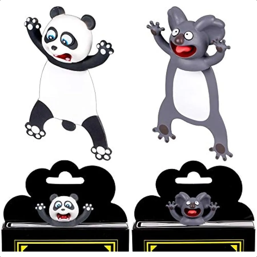 

Waline 3D Cartoon Animal Bookmarks 2 Pieces Squashed Land Animals Cute Panda and Koala Reading Bookmarks Back to School Gift fo