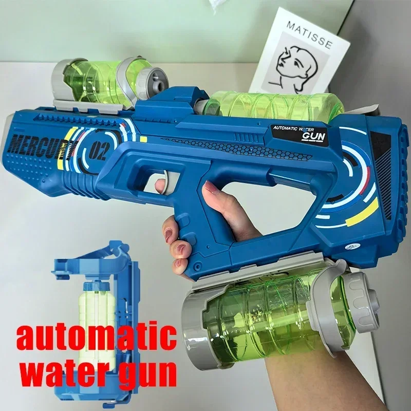 Fully Automatic Water Gun Continuous Water High Capacity Lighting and Sound Effects Outdoor Water Playing Toy for Kid Mercury M2