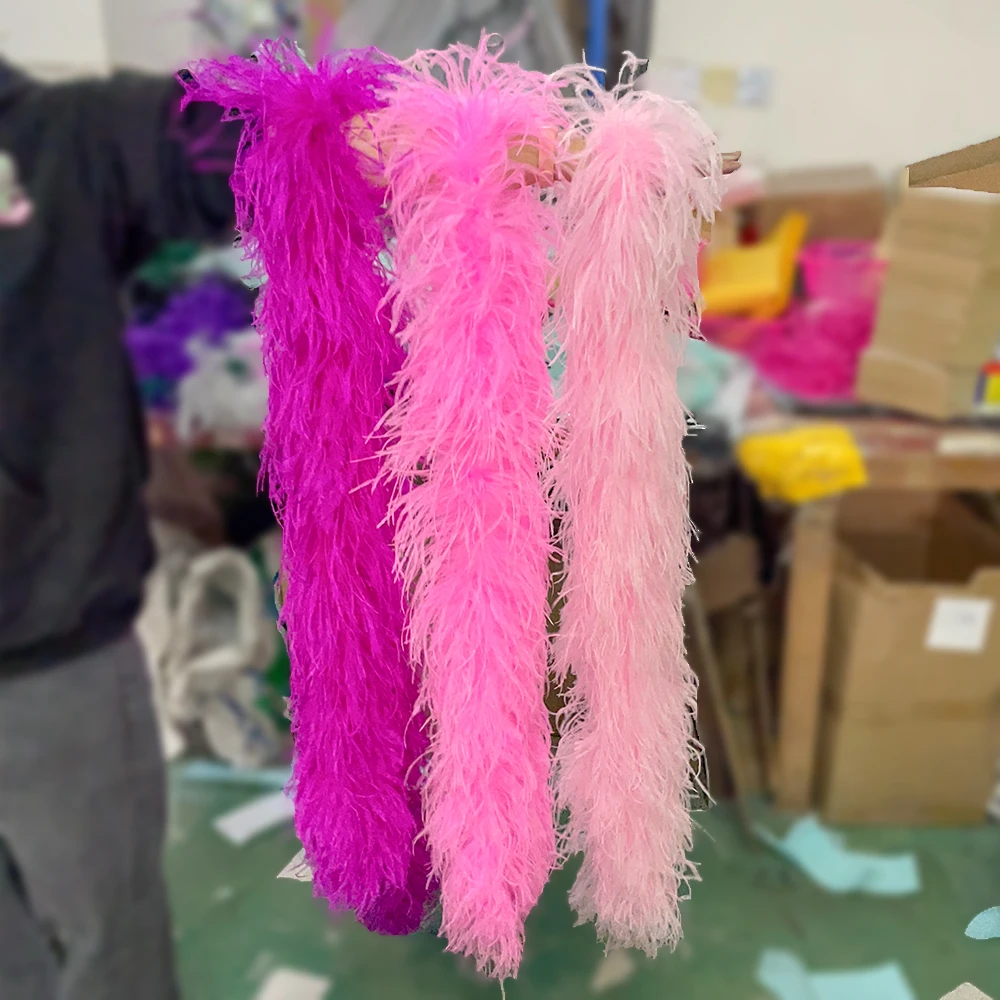 

Colorful 6Ply Ostrich Feather Trim Boa Costume Party Dress Decoration Carnival Clothes Accessory Crafts 1M/2M/3M Plume Shawl