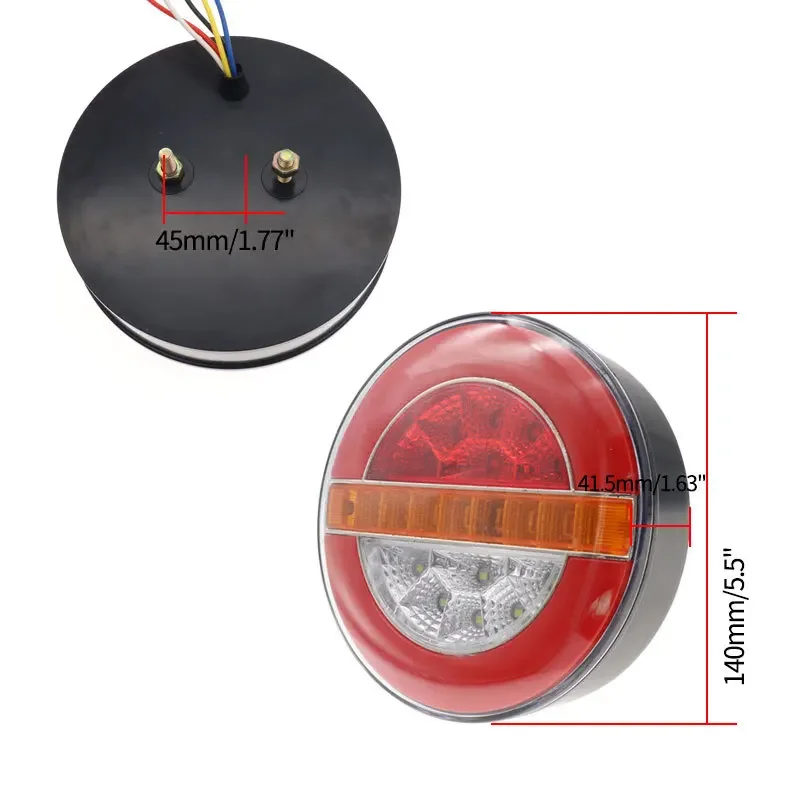 2 szt. Przyczepy do samochodów ciężarowych okrągłe LED 12V-24V tylne światła sekwencyjna lampa światło cofania i kierunku wodoodporna RV Van tylnego