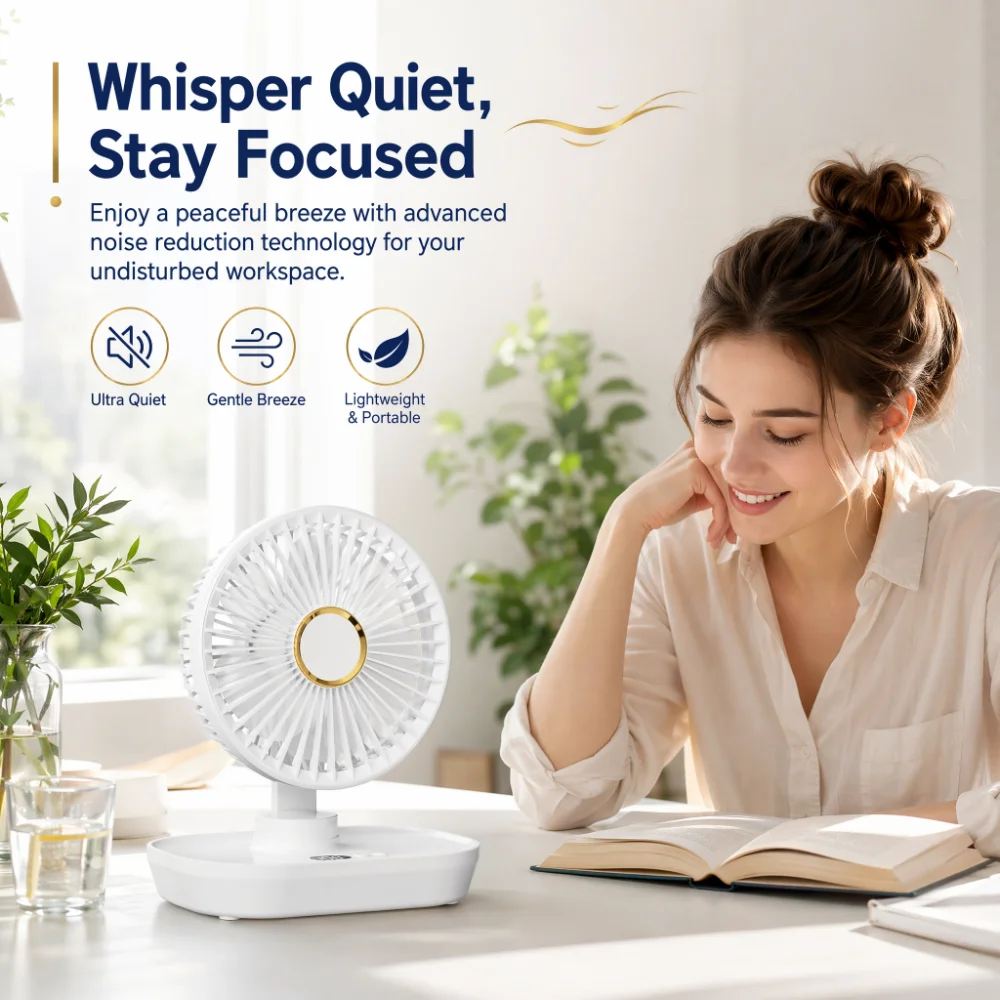 Portable Oscillating Table Fan Small Desktop Cooling Fan for Home And Office Use with Digital Display 5 Speed Settings