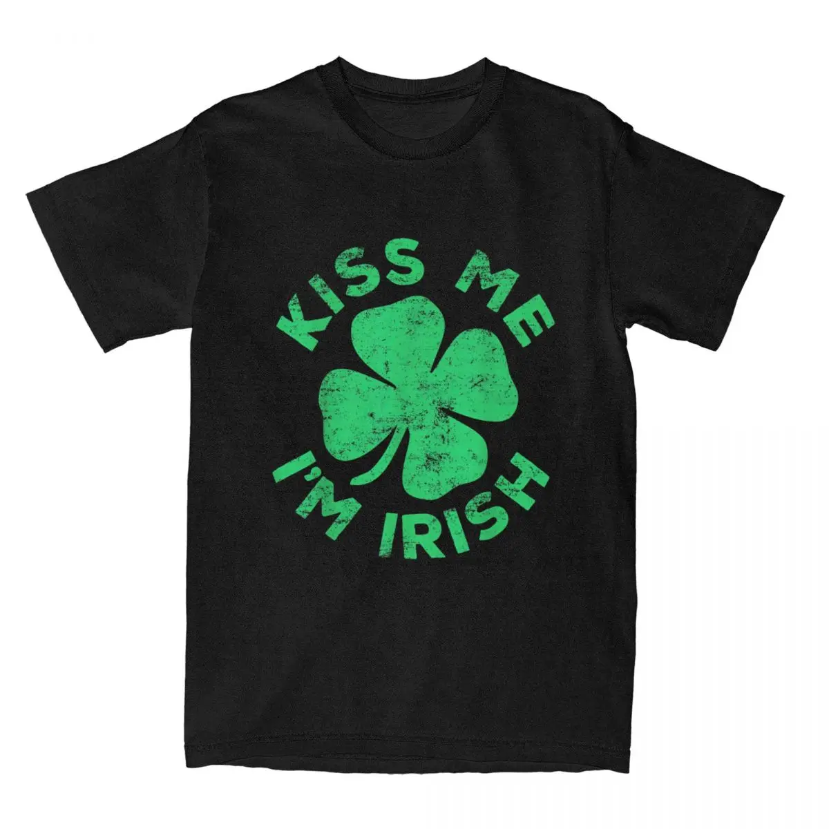 Hipster Kiss Me I'm Irish Saint Patrick's Day T-Shirt Men 100% Cotton T Shirts Shamrock Funny Tee Shirt Graphic Printed Clothing