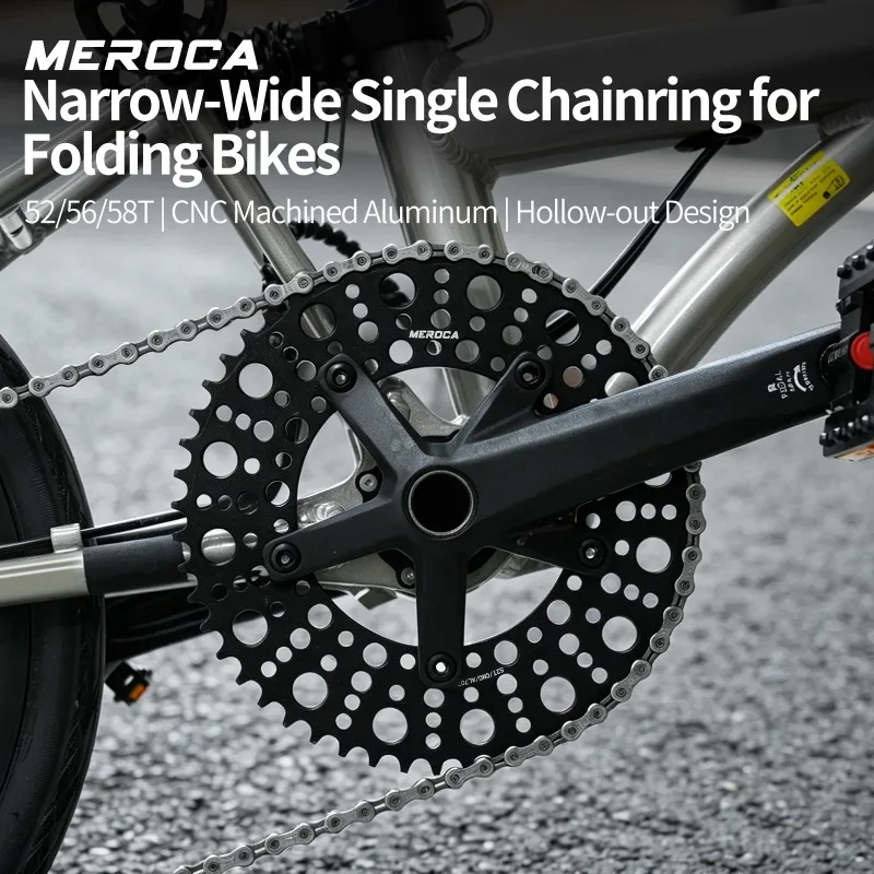 MEROCA 130 bcd chainring 5 bolt 52T 56T 58T For Brompton DAHON Folding bike Aluminum alloy 130BCD narrow wide Single chainring view 2