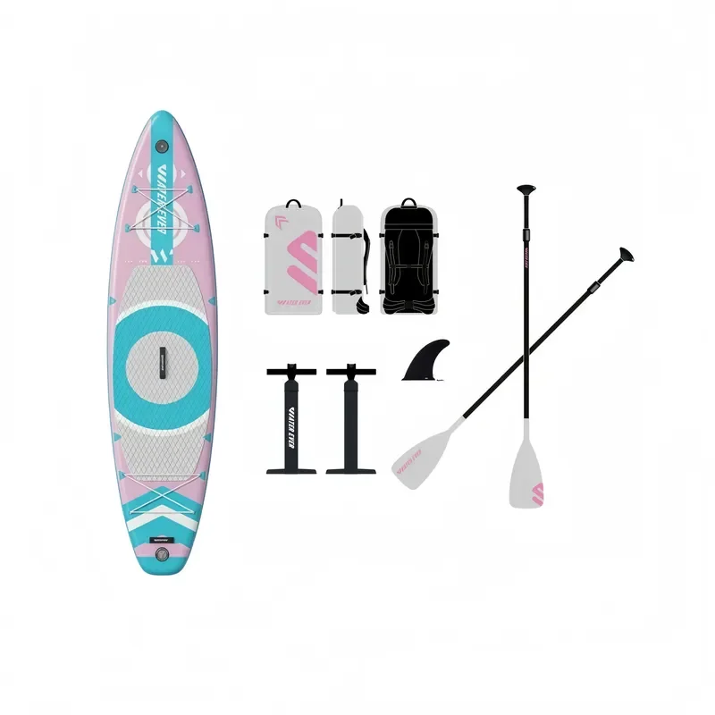 Popular Design Durable Wholesale Cheap Price OEM Inflatable Pink Wood PVC/EVA Material All-Around Stand Foldable Paddle Board