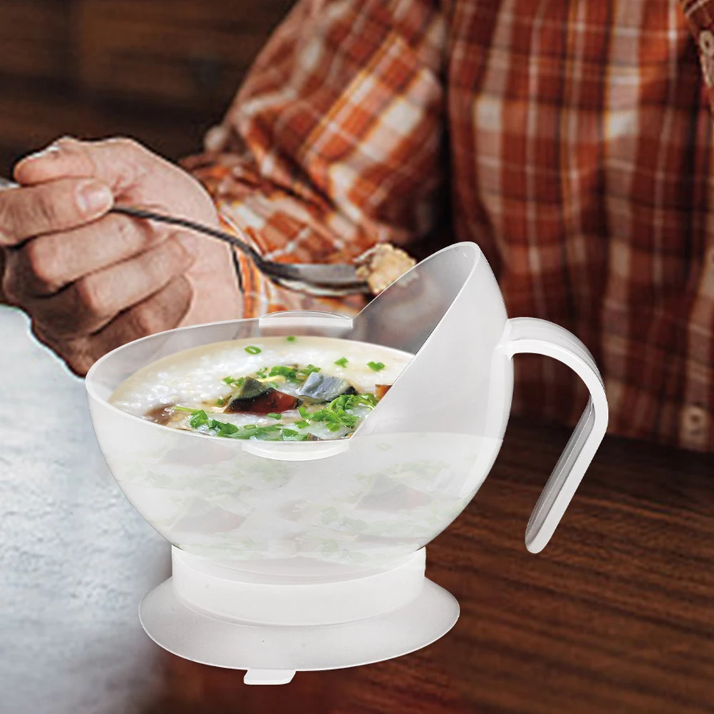 

2pcs Anti shift Silicone Bowls for Elderly Disabled White Non tip Suction Cup Easy Clean Senior Tableware Health Care