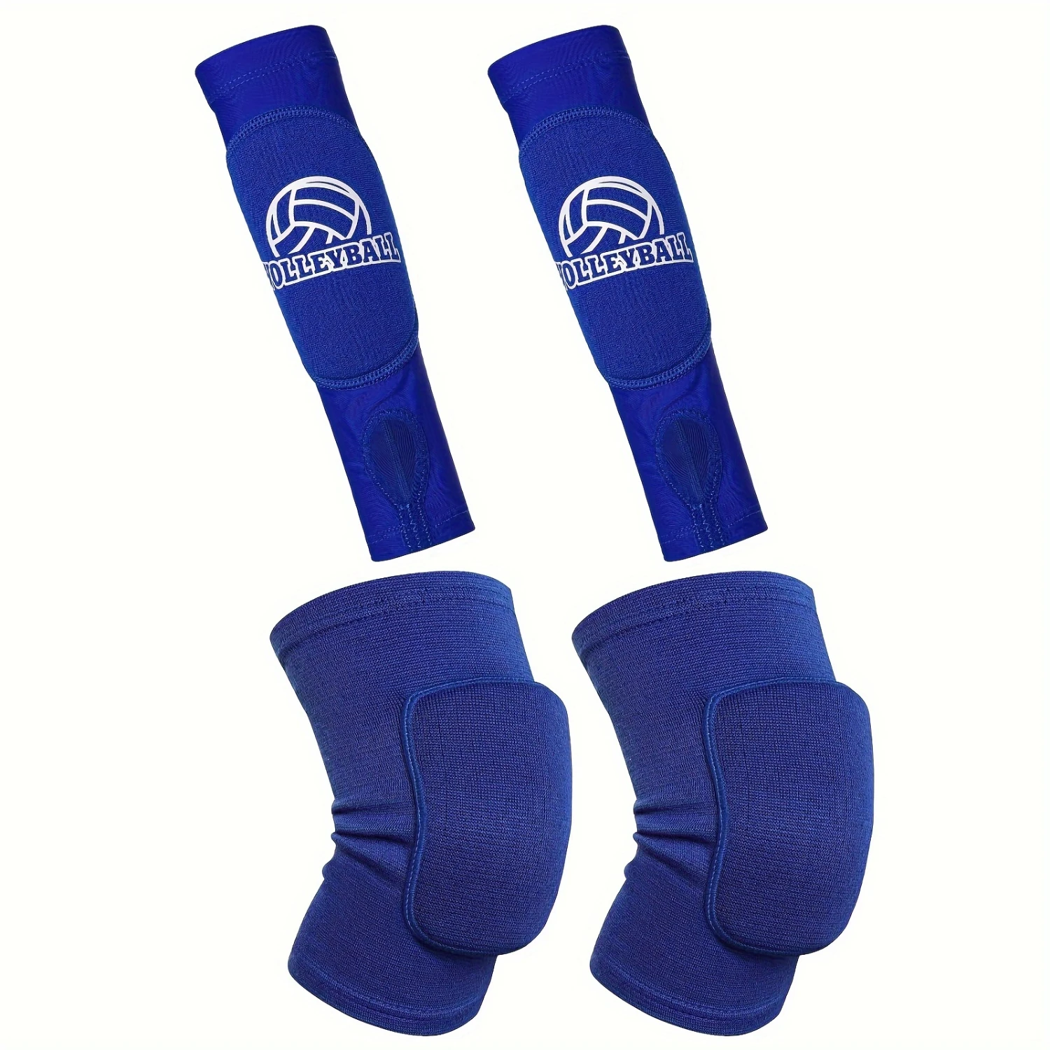1 Set Volleyball Accessories, Include 1 Pair Volleyball Knee Pads & 1 Pair Volleyball Arm Sleeves With Pads, Protective Gear For