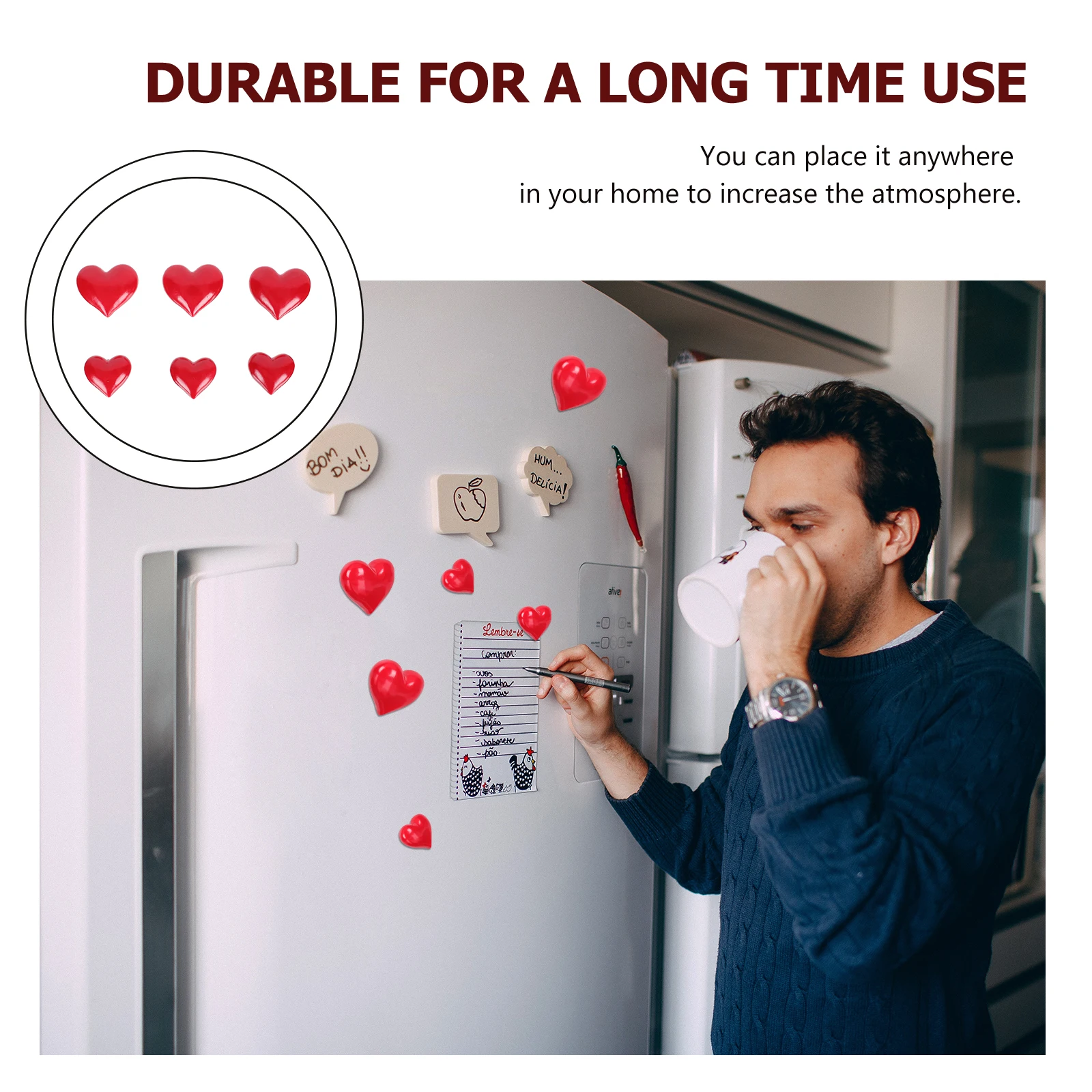 

6 PCS Chinese Style Creative Refrigerator Magnet Magnets for Fridge Resin Cute Heart Decorations