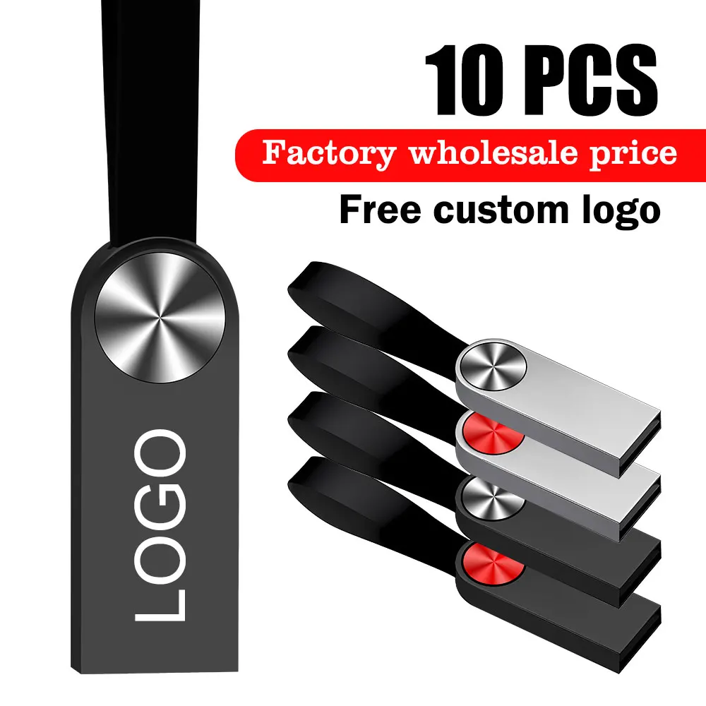 

10Pcs Lot Ring USB Free Custom Logo Flash Drive Pen Mini Light Memory Stick 4GB 8GB 16GB 32GB U Disk Wedding Photography Gift