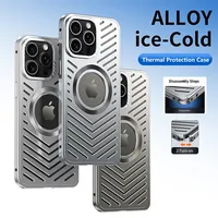 Aluminum Alloy Magnetic Phone Case For iPhone 12 14 13 15 16Pro Max Metal Snap Type Removable Magsafe Cool Down Shockproof Cover