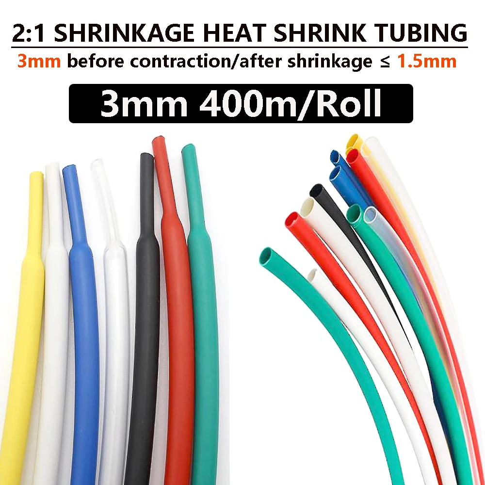 3mm Shrinkage Ratio of 2:1 White Wordless Flame Retardant PE Sleeve After Shrinkage ≤1.5mm 400 meters per roll