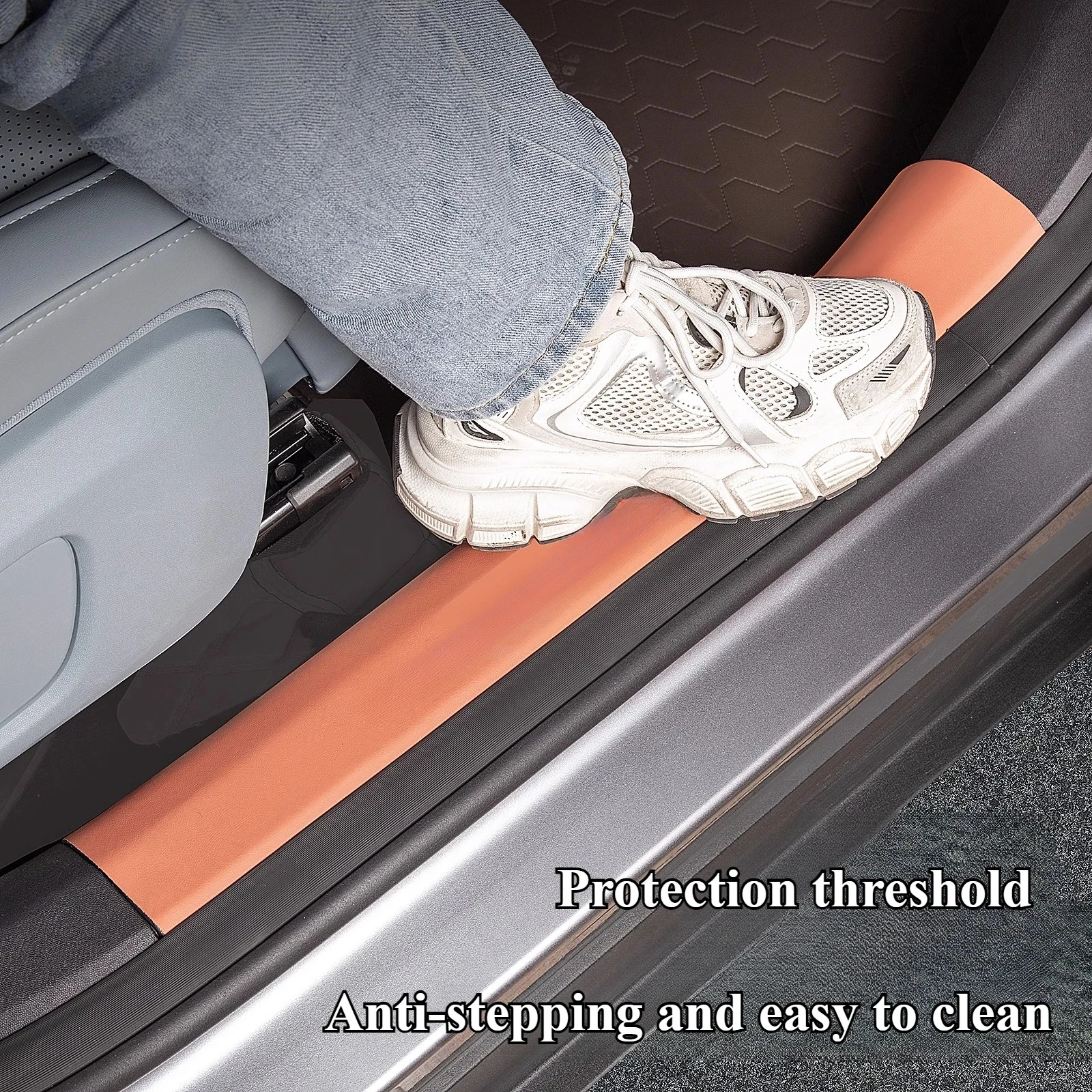 For DEEPAL S05 Car Leather Door Sill Protector Anti-Kick Pad Guard Welcome Step Plate Trim Protective Stickers Accessories detail image 2