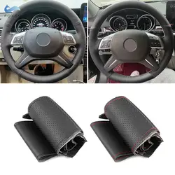 Braids on Car Steering Wheel For Mercedes Benz C GL M Class W204 X166 W166 2011-2015 G-Class W463 2013-2018 Leather Cover Trim