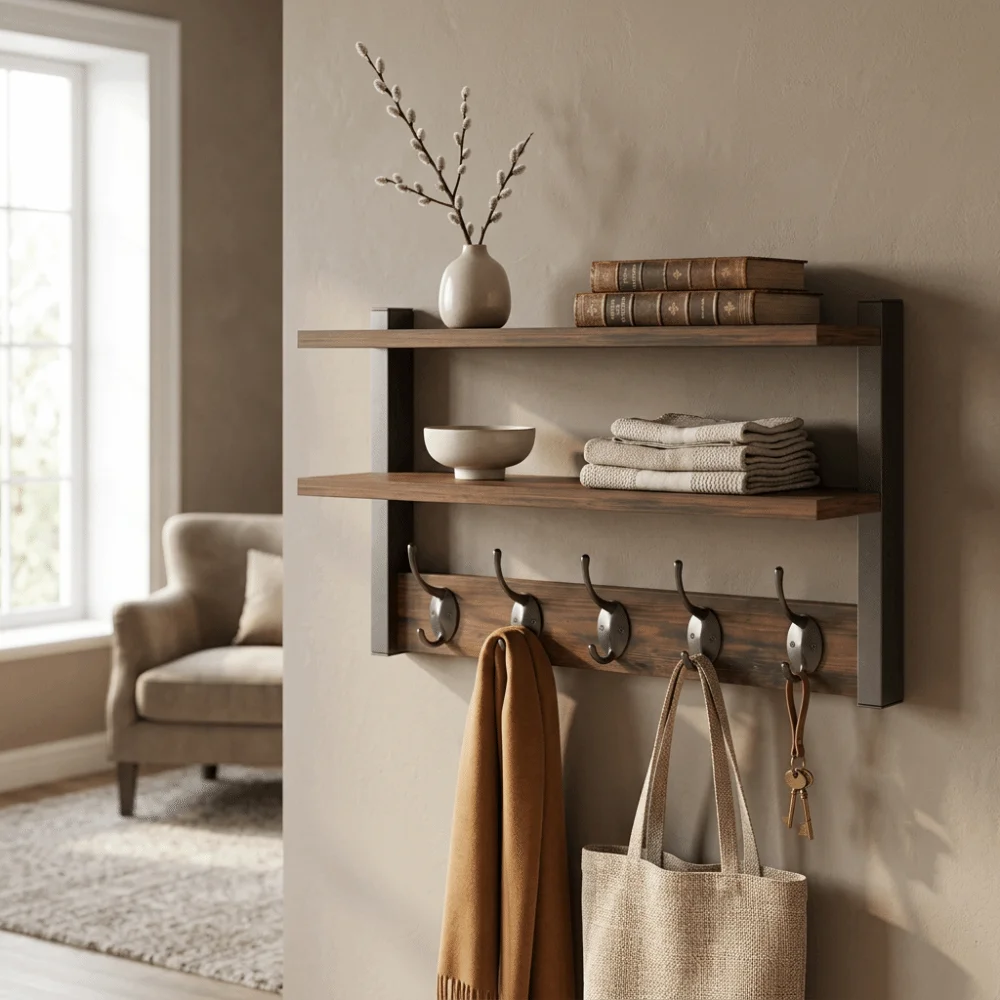 solid-wood-wall-mounted-floating-storage-shelf-space-saving-decorative-display-shelf-multifunctional-organizer