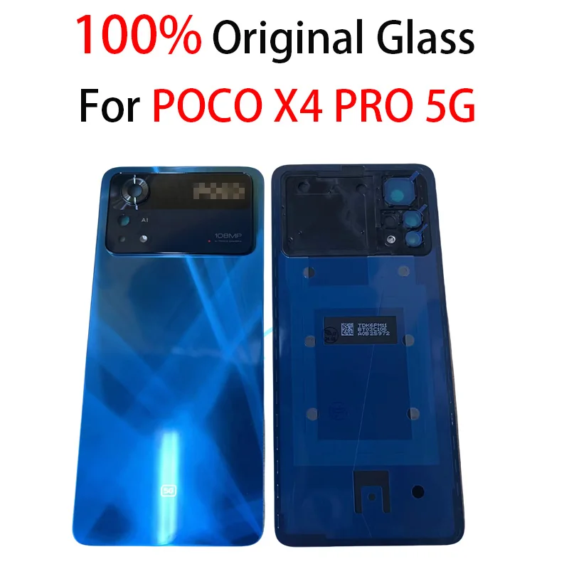 For Xiaomi Poco X4 Pro 5G Back Battery CoveGlass Panel Rear Housing Door Case Replace X4Pro2201116PG Battery cover